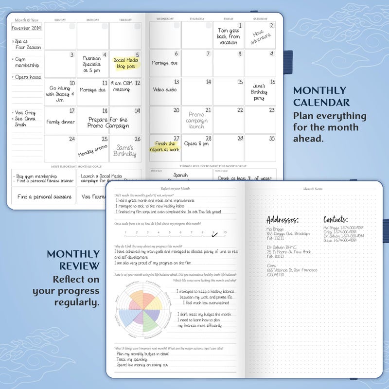 Legend Planner PRO â€“ Deluxe Weekly & Monthly Life Planner to Increase Productivity and Hit Your Goals. Time Management Organizer Notebook â€“ Undated â€“ 7 x 10" Hardcover + Stickers â€“ Mystic Blue - Image 4